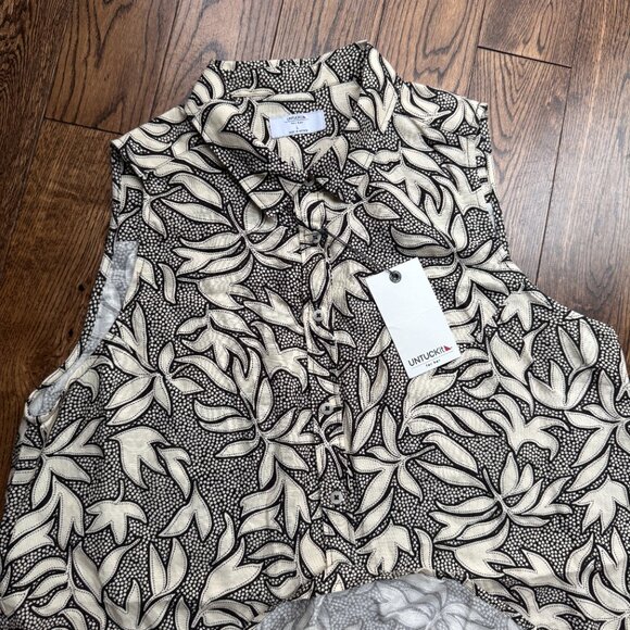 UNTUCKit Amara Dress Large Black White Drop Waist Sleeveless Button Up Linen - Picture 12 of 14